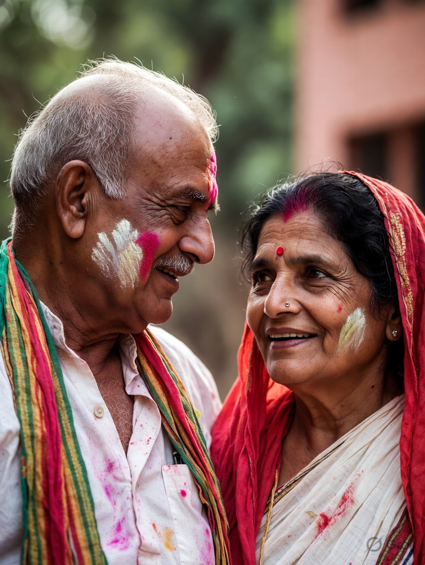 Elderly Playing Holi