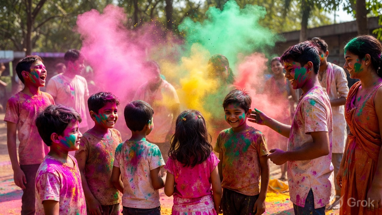 Family Holi Celebration