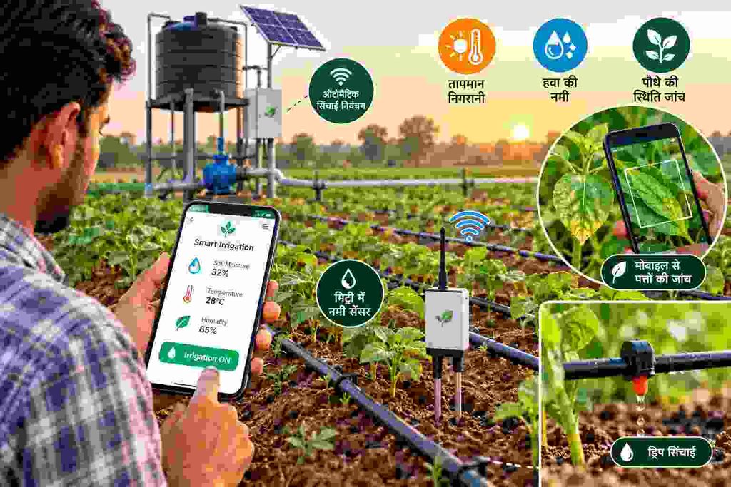 Alt text: AI smart irrigation and plant health monitoring in gardens
